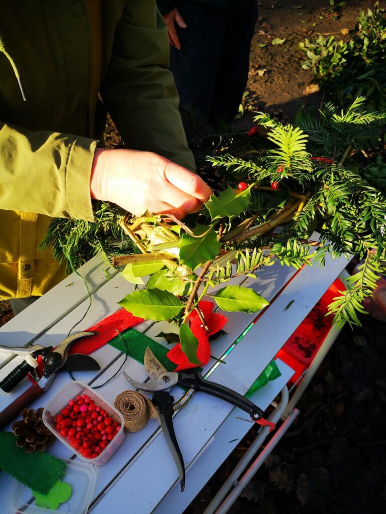 Winter wreath making